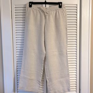 Talbots Linen wide leg pant. Full length.